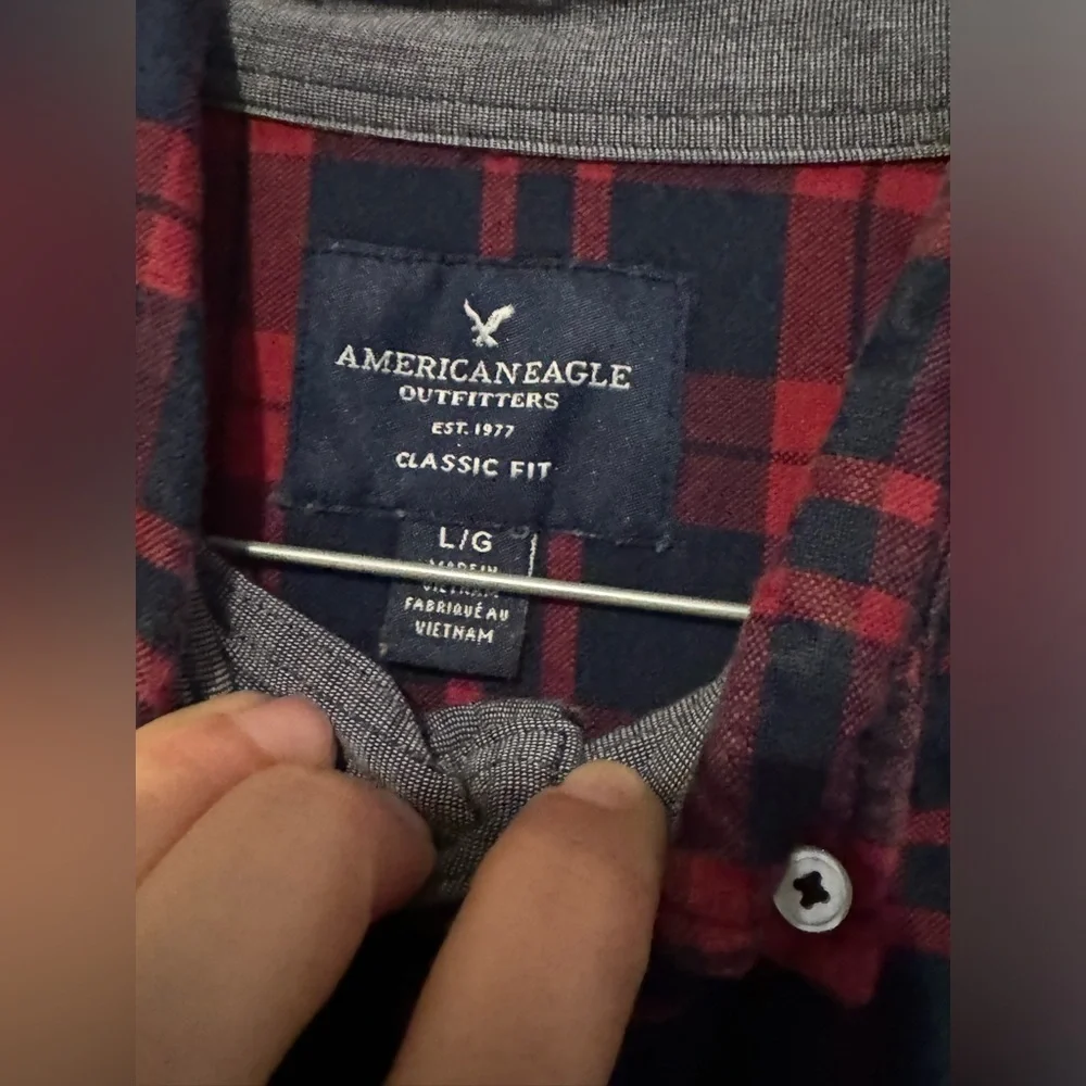 American Eagle Buffalo Check Plaid Midweight Flannel Shirt Mens Large Outdoors